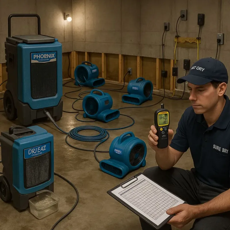 Structural Drying and Dehumidification process in Epworth, IA